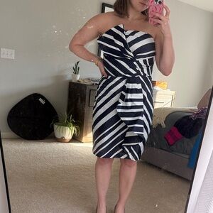 Lauren Ralph Lauren Navy and White Strapless Dress